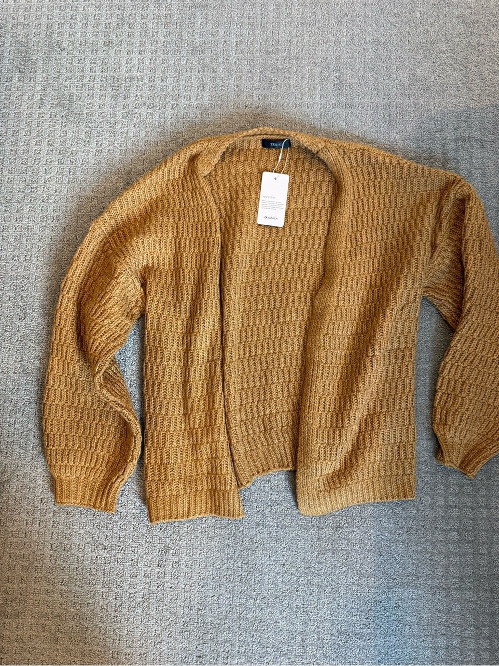 Open-Front Knit Cardigan in Mustard